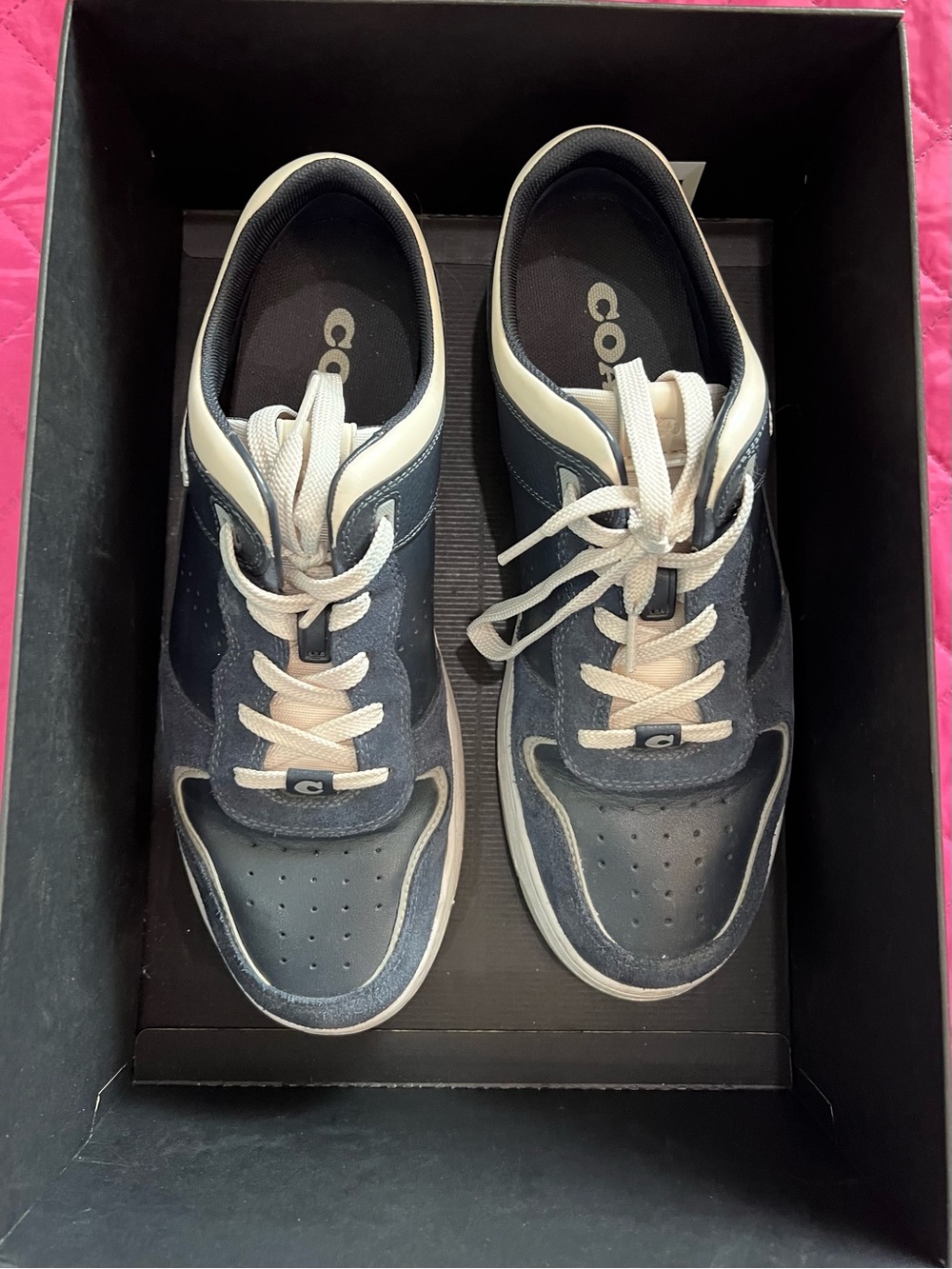 Coach Men's Navy and White Athletic Sneakers